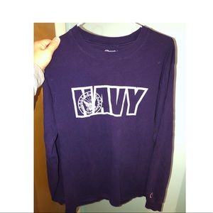 champion shirt says “navy”